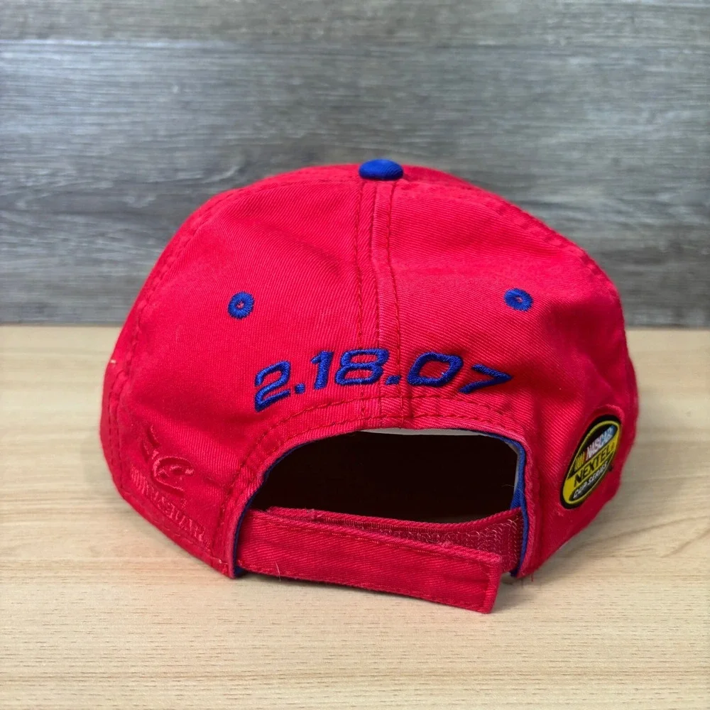 Vintage‎ Nascar Hat Cap Strap Back Red Daytona 500 Racing Race Car Adjustable